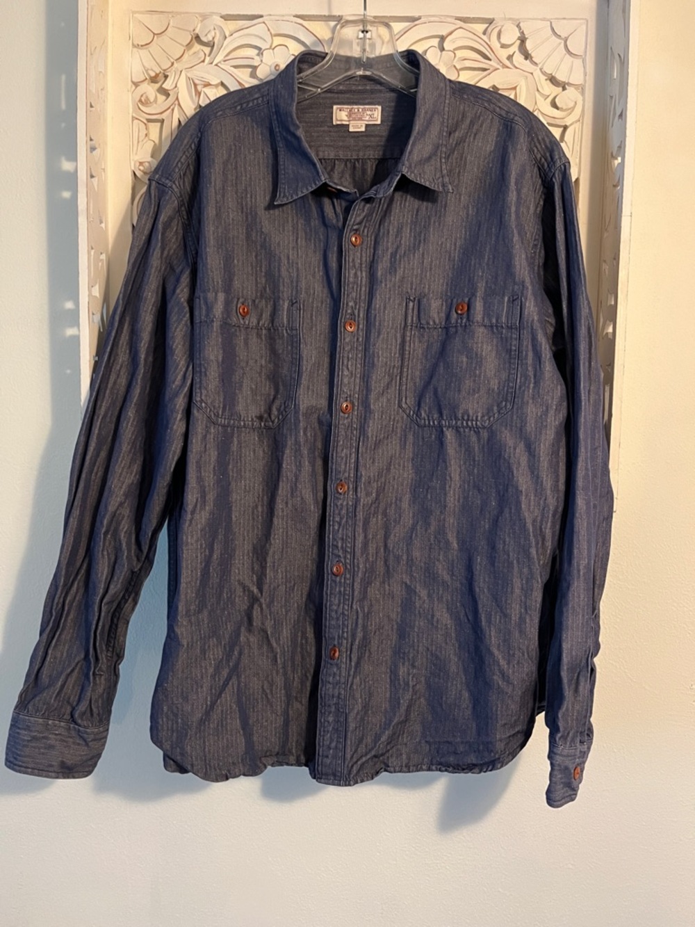 Ridge Supply Co. Men's Casual Button-Down Shirt - Indigo Blue